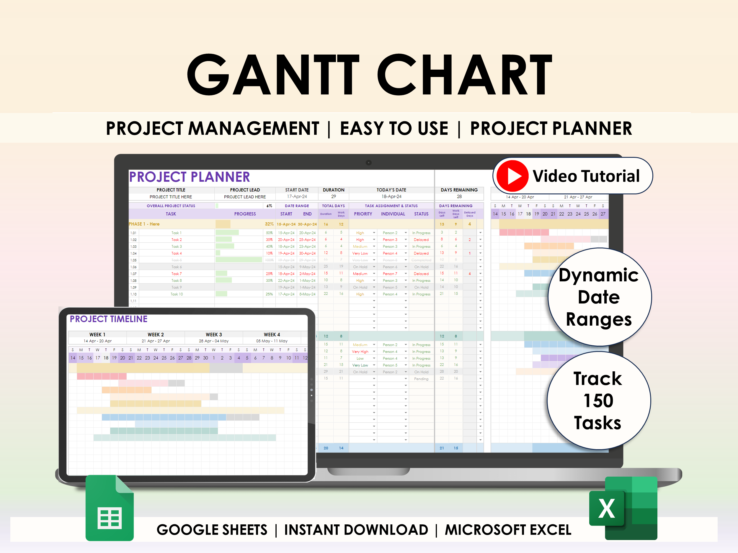 Gantt Chart - Project Planner – The Sheet Code