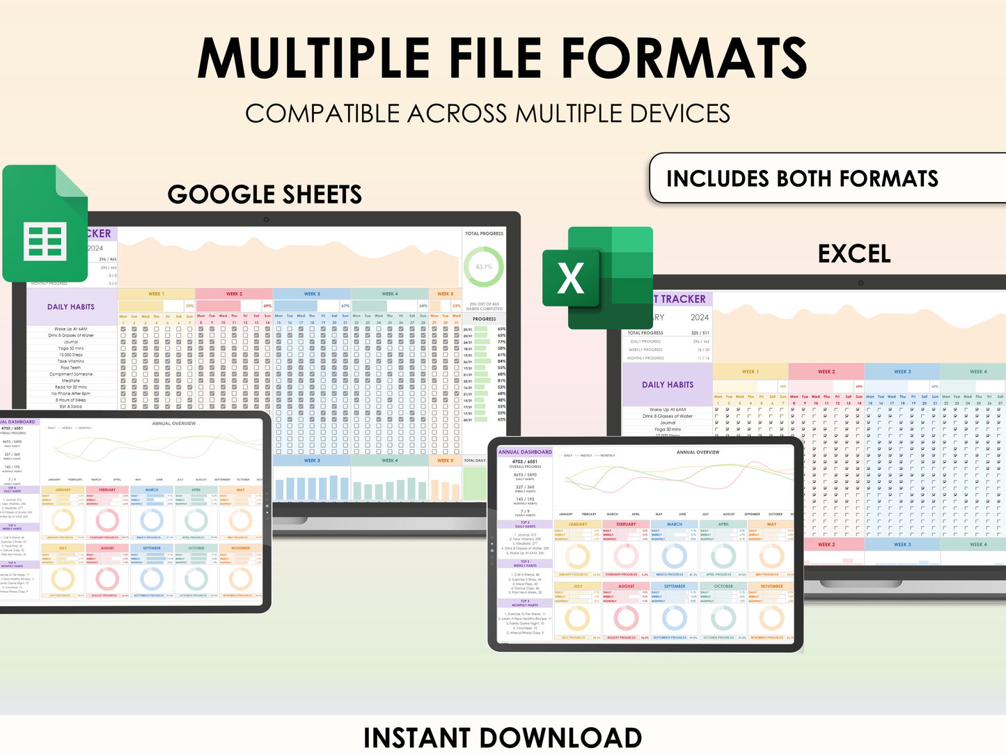 The Ultimate Bundle - Ultimate Personal Finance Package + Annual Habit Tracker + Small Business Bookkeeping Package + Gantt Chart Project Planner + Task Tracker for Excel & Google Sheets