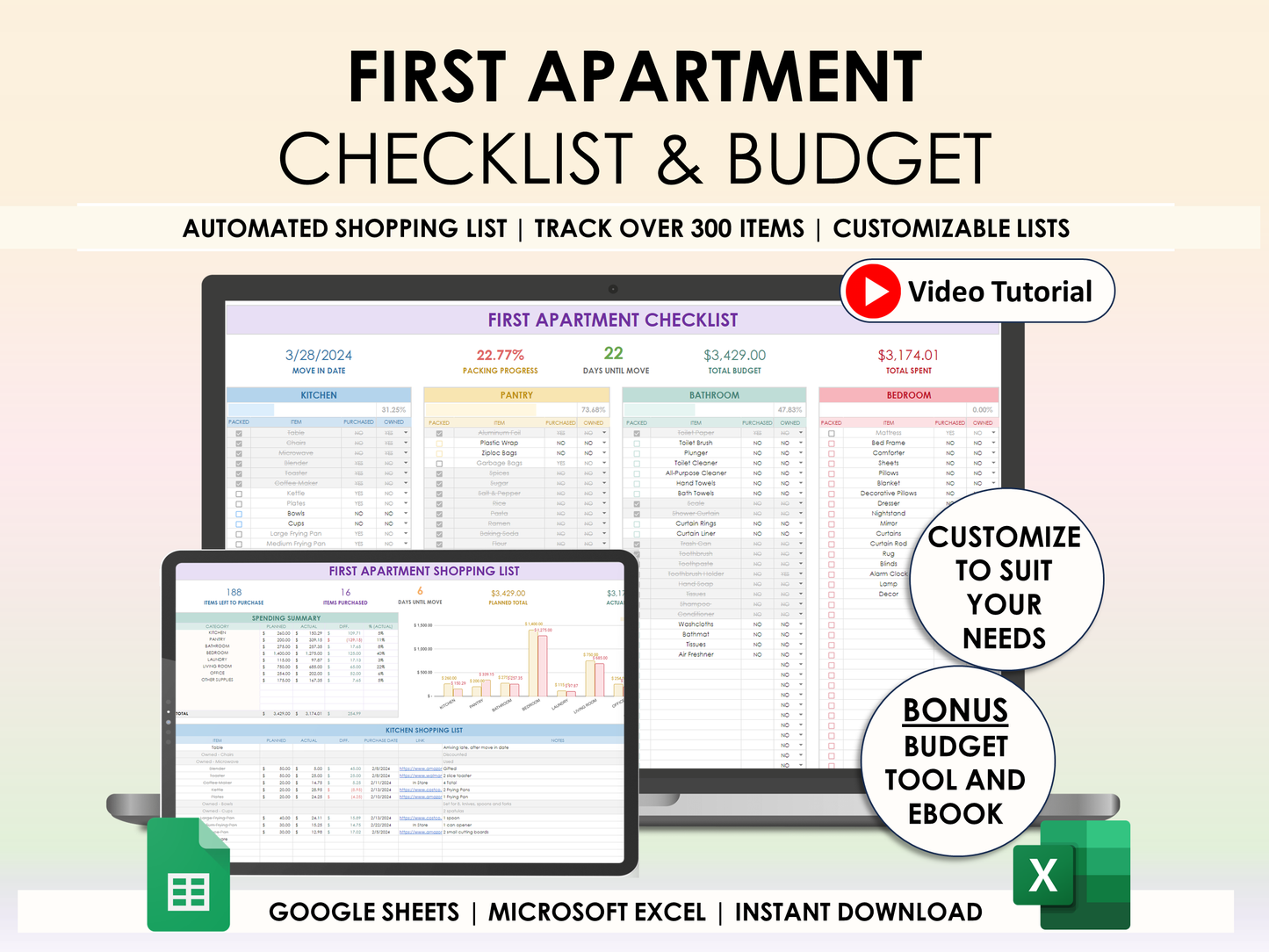 First Apartment Checklist & Budget