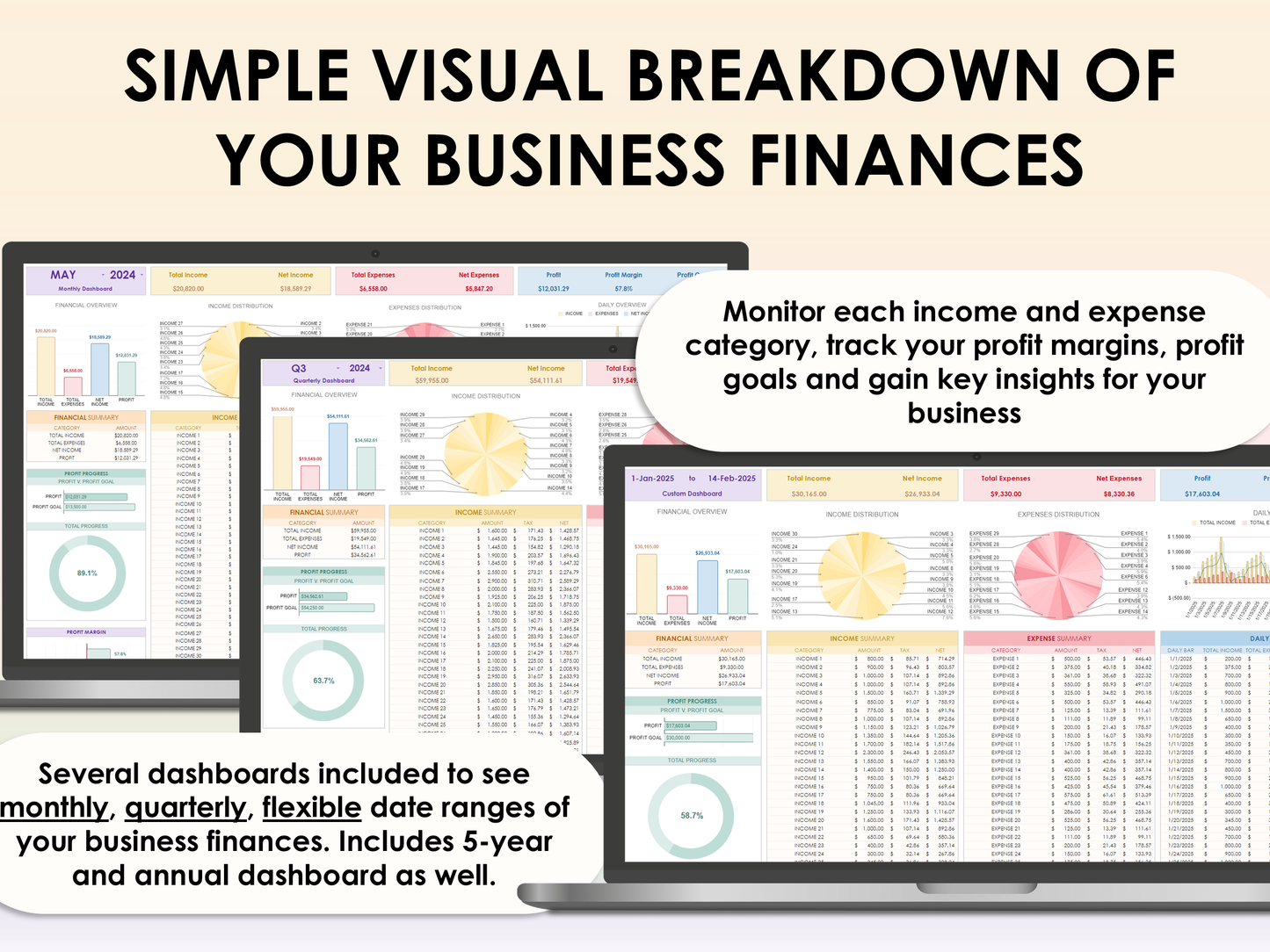 Small Business Starter Bundle - Small Business Bookkeeping Package + Gantt Chart Project Planner + Task Tracker for Excel & Google Sheets