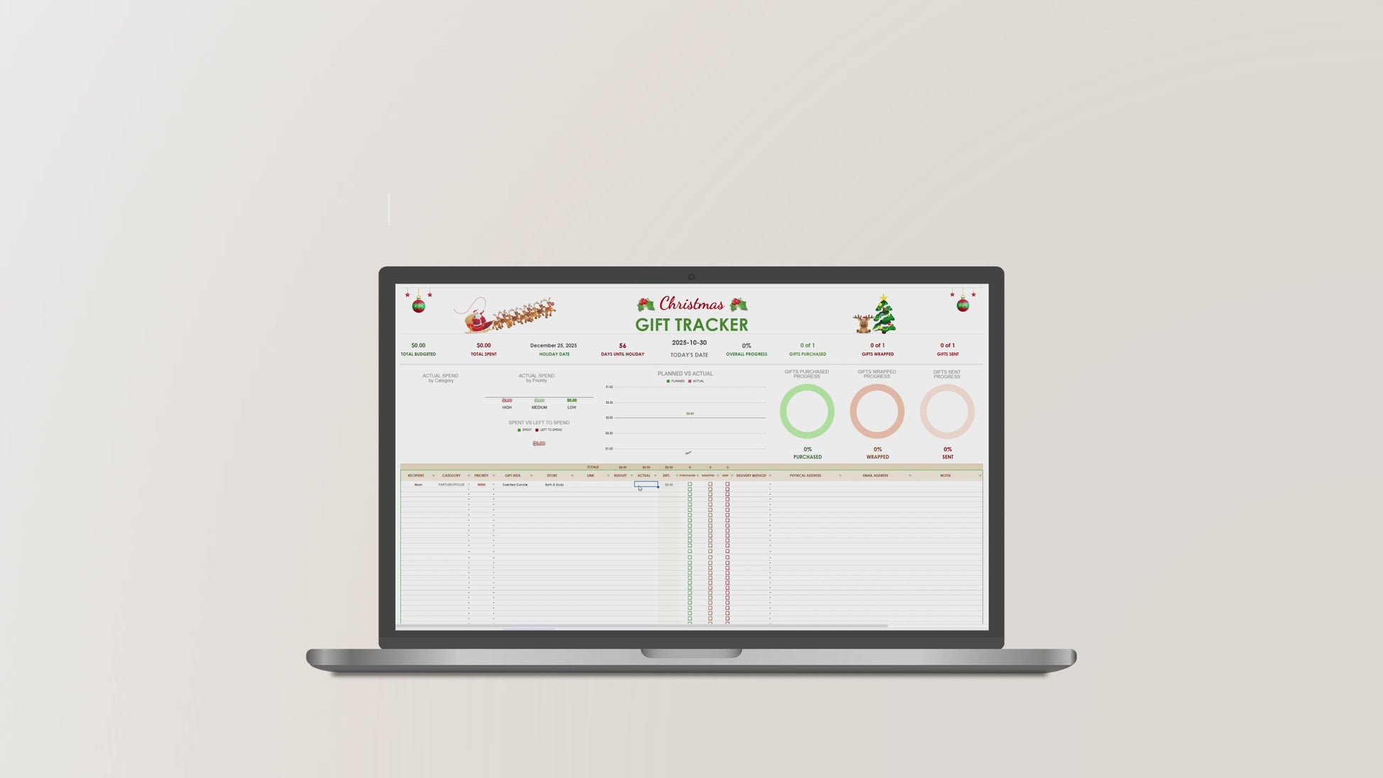 Promotional video showcasing Christmas Gift Tracker features, no audio.