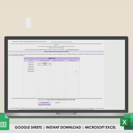 Video showcasing debt tracker features, no audio is playing.