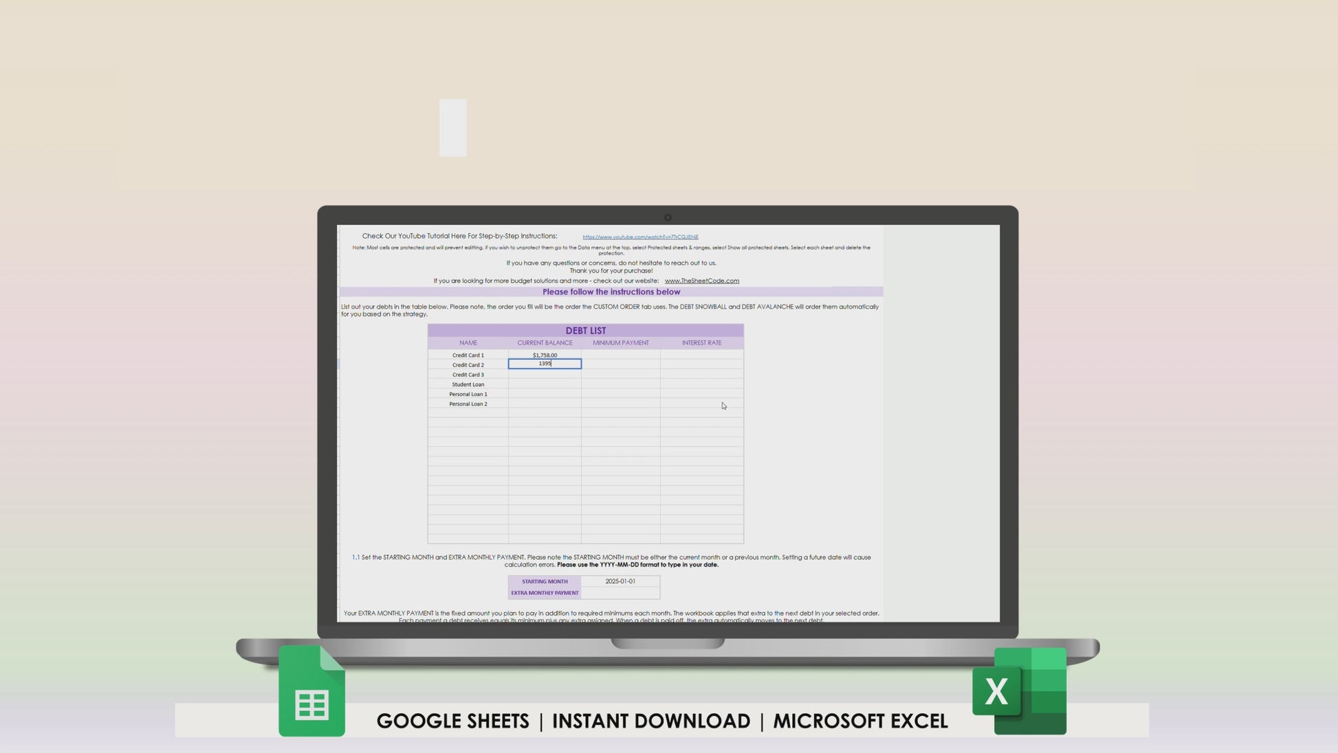 Video showcasing debt tracker features, no audio is playing.